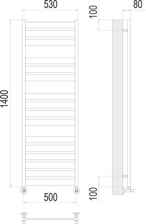 Полотенцесушитель  водяной Латте П16 500х1400 нержавейка